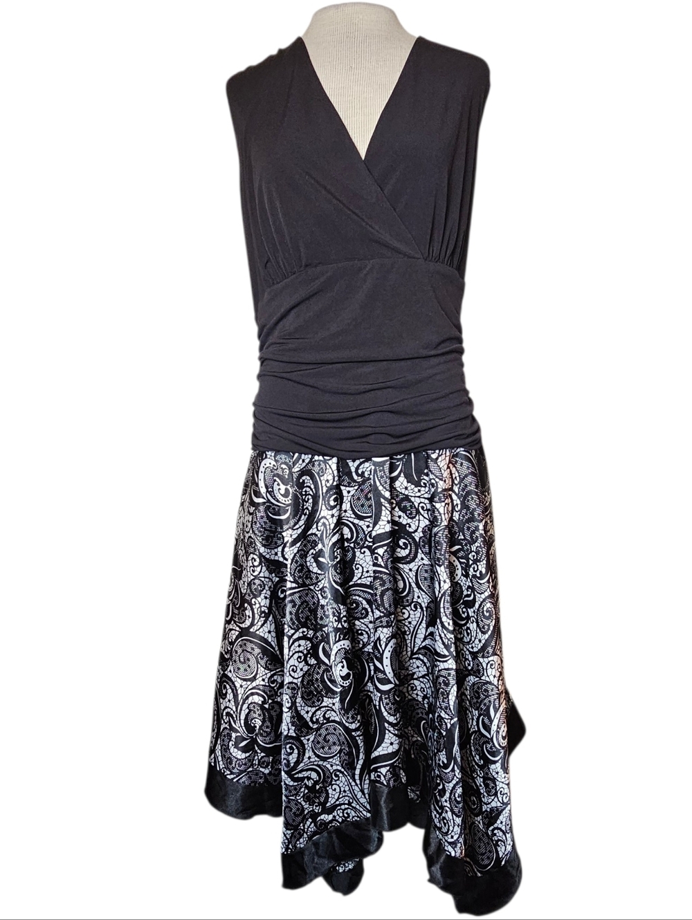 Floral Paisley Sleeveless Midi Dress Women's Plus Size 18W Asymmetrical Boho